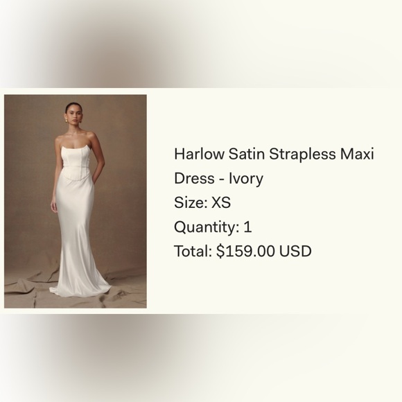 Harlow Strapless Satin Gown - White - Picture 2 of 2